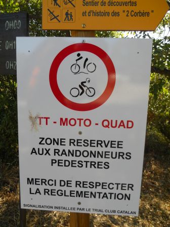 Corbere panneau d'interdiction vtt moto quad